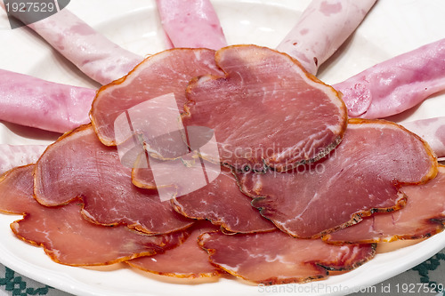 Image of Spanish serrano ham and sausages