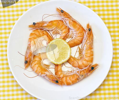 Image of delicious fresh cooked shrimp prepared to eat