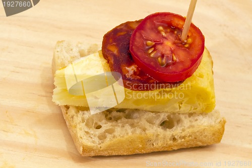 Image of Spanish omelette with chorizo Iberico