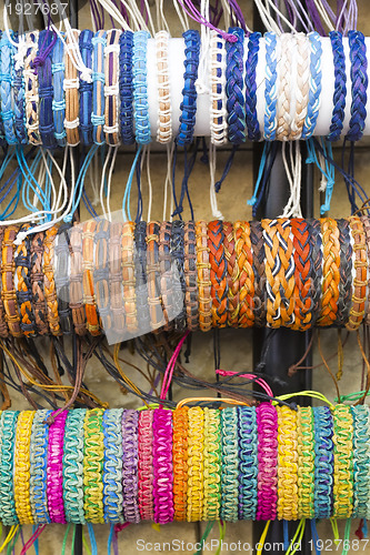 Image of Background created from stacks of colorful bangles