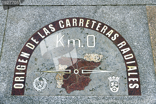 Image of kilometre zero point in Puerta del Sol, Madrid, Spain 