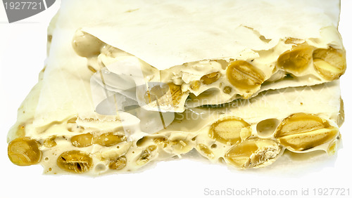 Image of French nougat with almonds, isolated