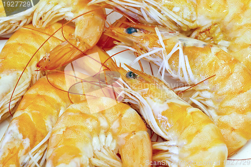 Image of delicious fresh cooked shrimp prepared to eat