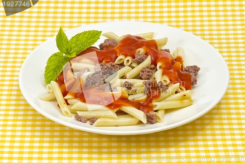 Image of Traditional macaroni pasta with tomato