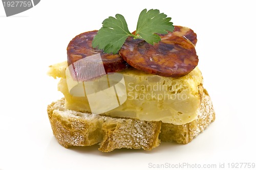 Image of Spanish omelette with chorizo Iberico