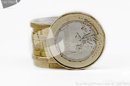 Image of two coins euros stacks