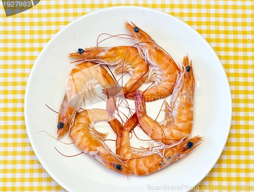 Image of delicious fresh cooked shrimp prepared to eat