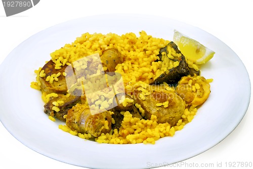 Image of paella rice chicken and rabbit