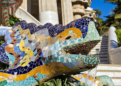 Image of Sculpture of a dragon in Park Guell
