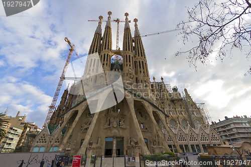 Image of Detail facade Sagrada Familia Barcelona Spain