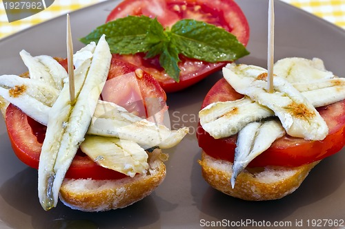 Image of skewer of pickled anchovies