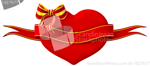 Image of 3D heart with bow and ribbon