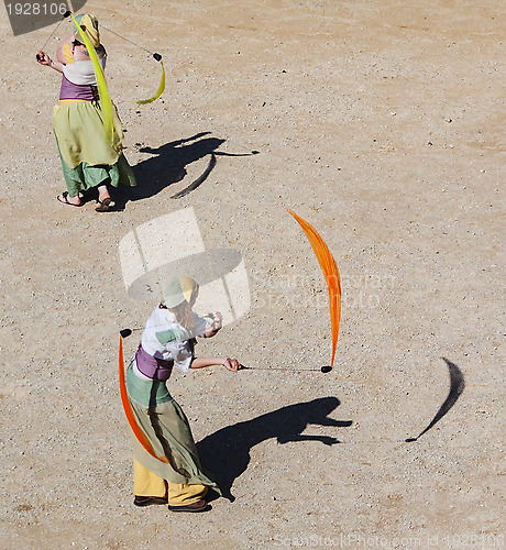 Image of Medieval Entertainers with Ribbons