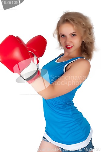 Image of Pretty girl with boxing gloves