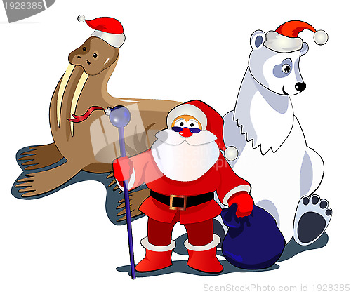 Image of Santa and his pets