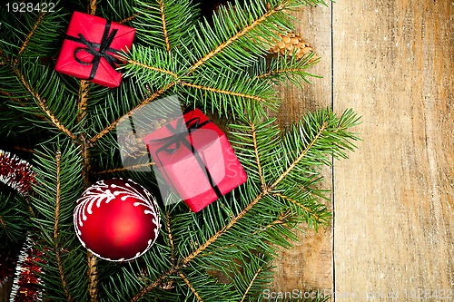 Image of christmas fir tree with decorations 