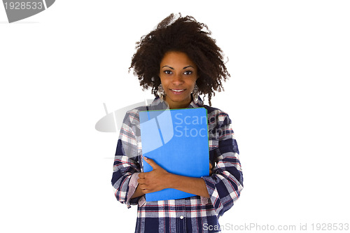 Image of Female afro american with a job application