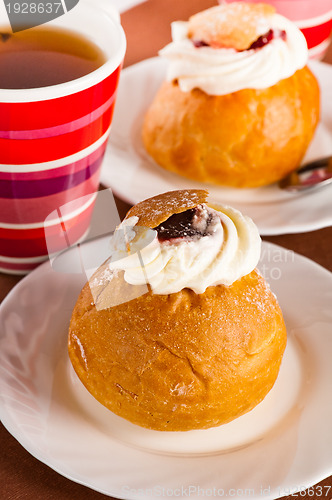 Image of Rich rolls with a cream, a close up