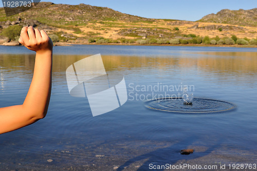 Image of Woman Throwing a Stone