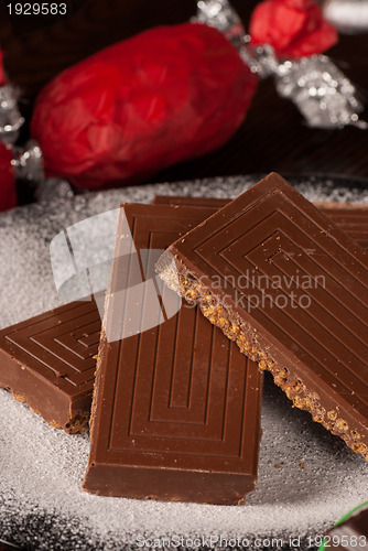 Image of Chocolate turron closeup