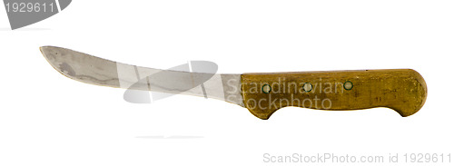 Image of knife with wooden handle on white 