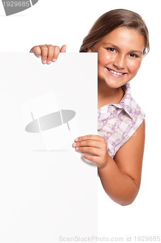 Image of Girl with white blank