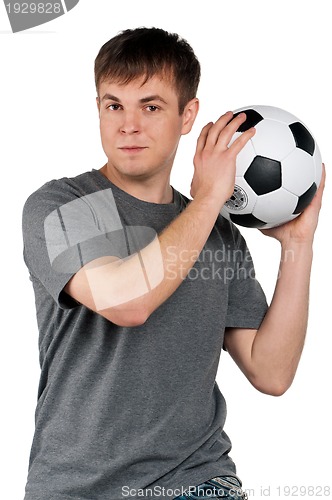 Image of Man with classic soccer ball