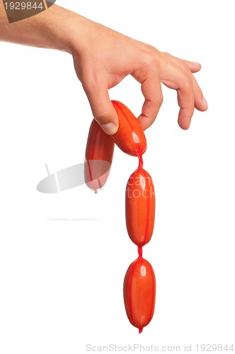 Image of Hand with sausage