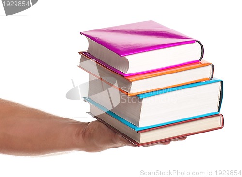 Image of Man hand with books