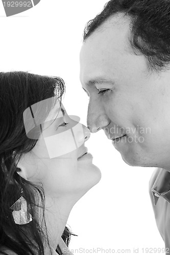 Image of happy young couple portrait smiling isolated over a white backgr