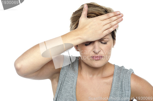 Image of Closeup shot of a stressed out lady