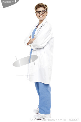 Image of Full length portrait of a smiling female doctor