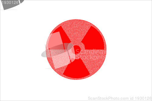 Image of Japanese flag with atom character