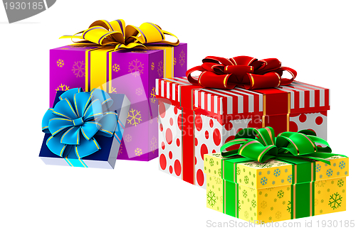 Image of set of gifts with bows