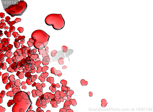 Image of Set of red glass hearts