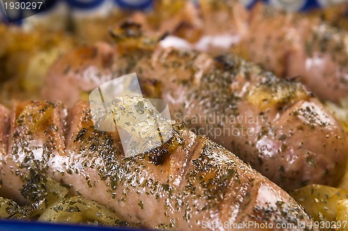 Image of Roasted sausages with sauerkraut - polish dish