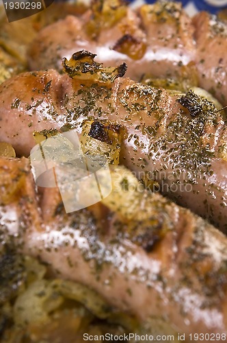 Image of Roasted sausages with sauerkraut - polish dish