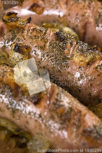 Image of Roasted sausages with sauerkraut - polish dish