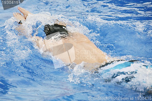 Image of man swims in swimming pool 