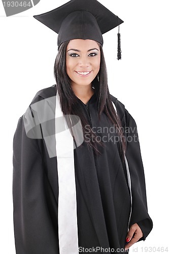 Image of Graduation of a woman dressed in a black gown 