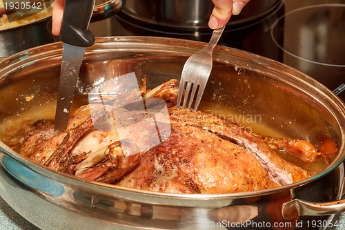 Image of roast duck in the oven