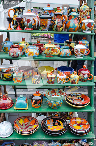 Image of handmade clay pottery craft dish pot cup jug 