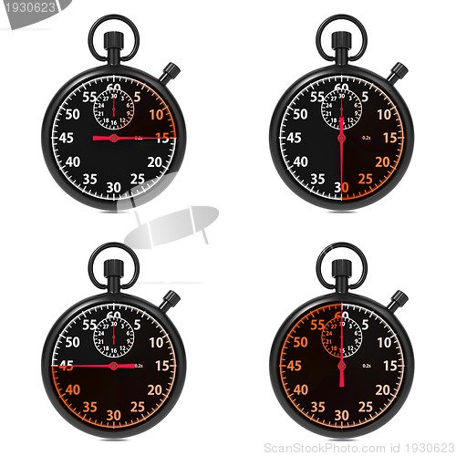 Image of Stopwatch - Red Timers. Set on White.