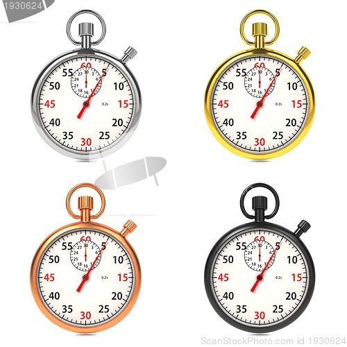 Image of Stopwatch Set on White Background.