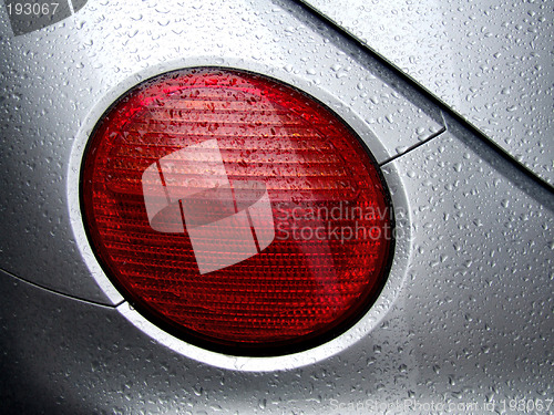 Image of Rear car light and water dew drops