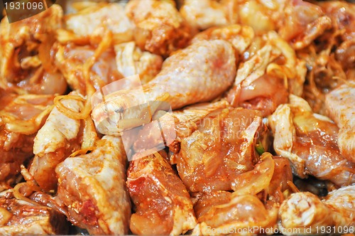 Image of marinated chicken meat shashlik