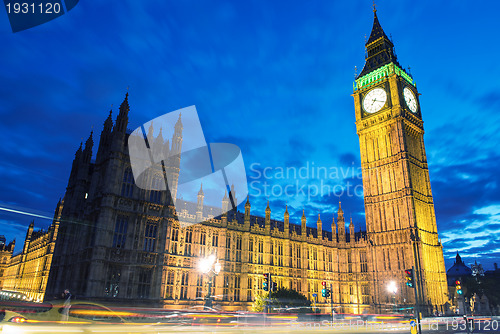 Image of The Big Ben and the House of Parliament at night, London, UK.