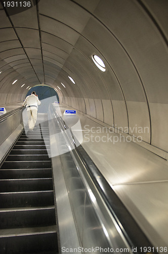 Image of London underground tube station - futuristic background