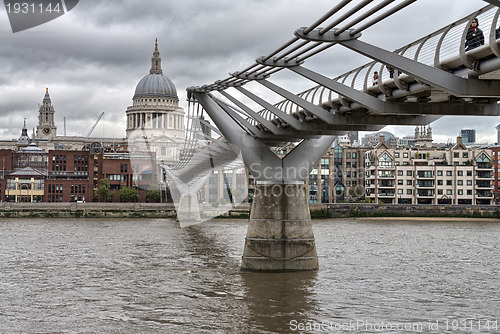 Image of City of London, Millennium bridge and St. Paul's cathedral on a 