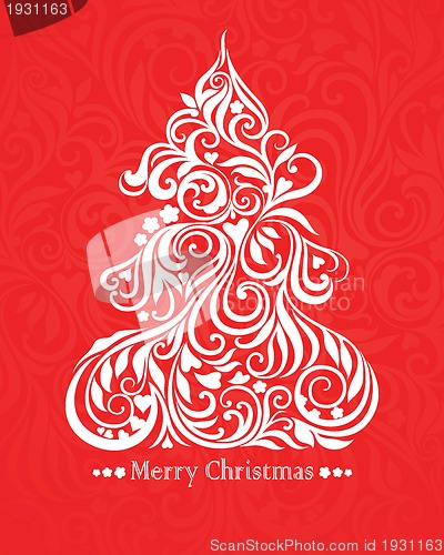 Image of Vector card with christmas tree